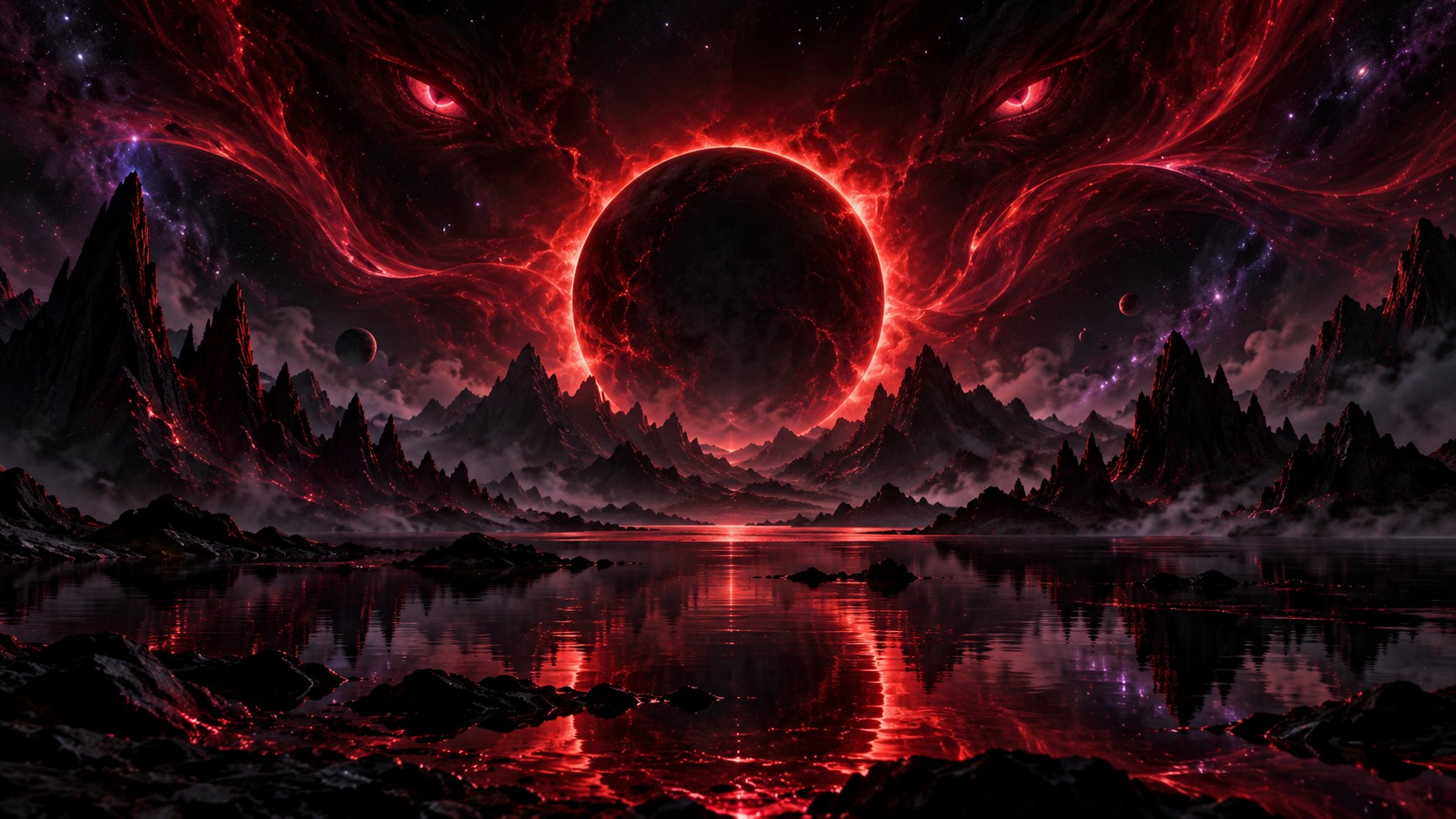 Eclipse rojo en el espacio